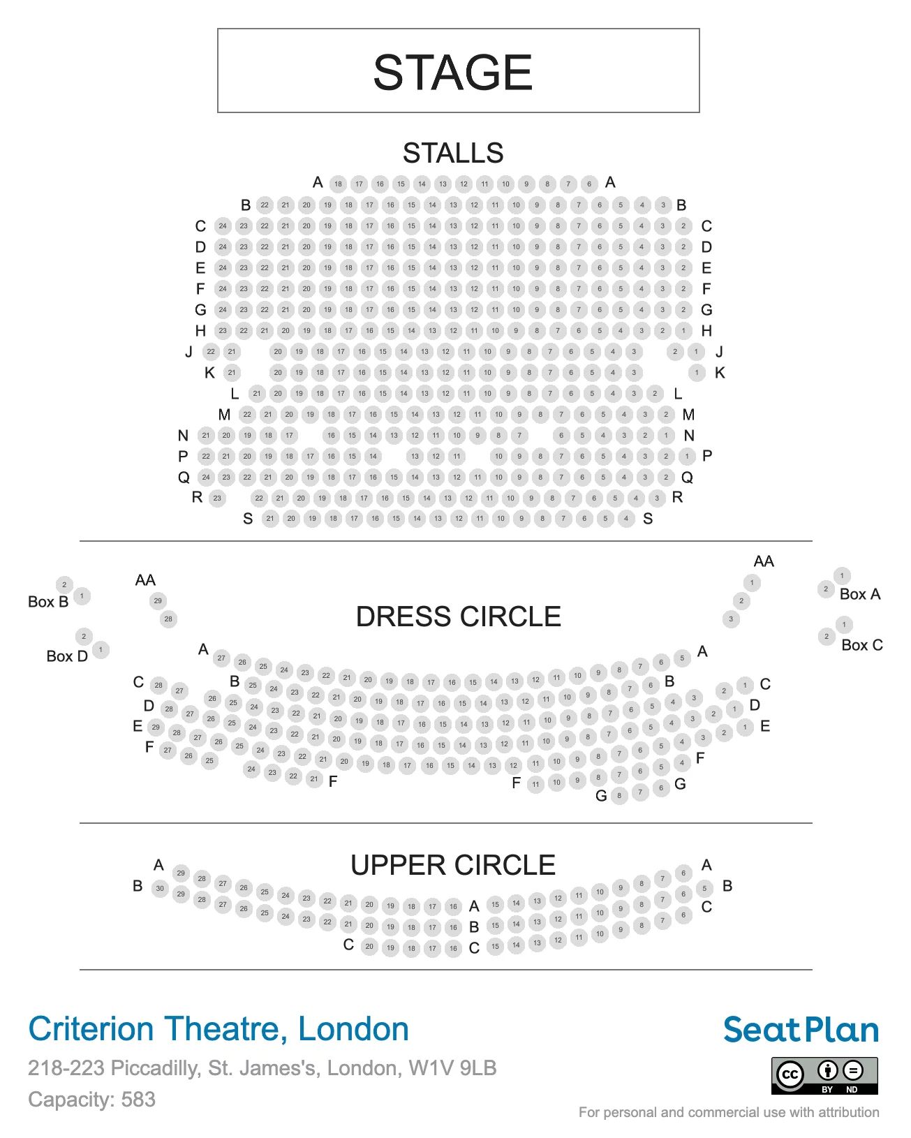 Plan du Criterion Theatre Londres